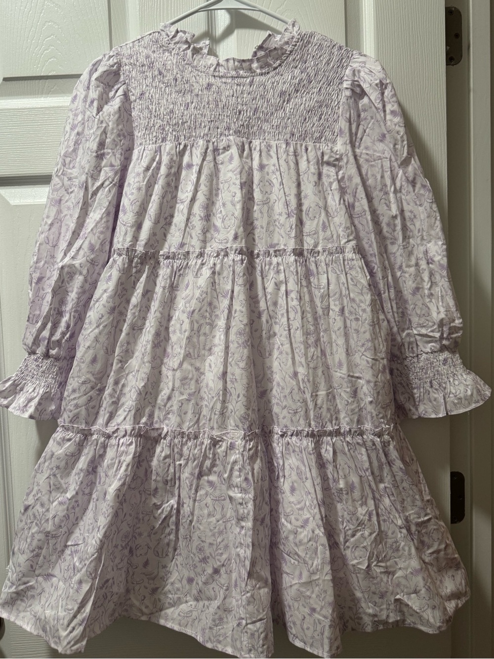 Smocked Lavender Floral Cottagecore Tiered Dress for Girls